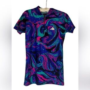 Vintage Cannondale USA Cycling Jersey Top Medium Abstract Zip Neck Psychedelic